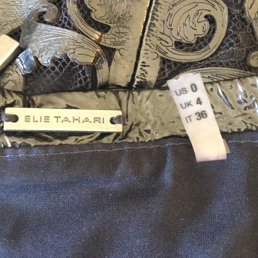 Elie Tahari “Sierra” Leather & Lace Dress - Sz 0 - Picture 7 of 8